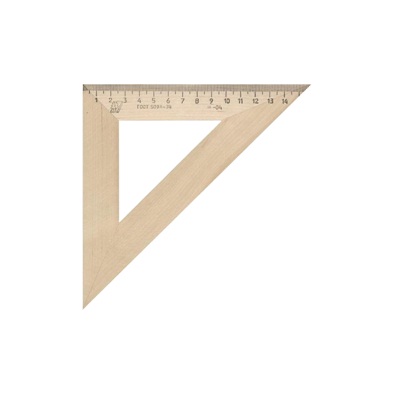   Треугольник деревянный, угол 45, 16 см, УЧД, С16