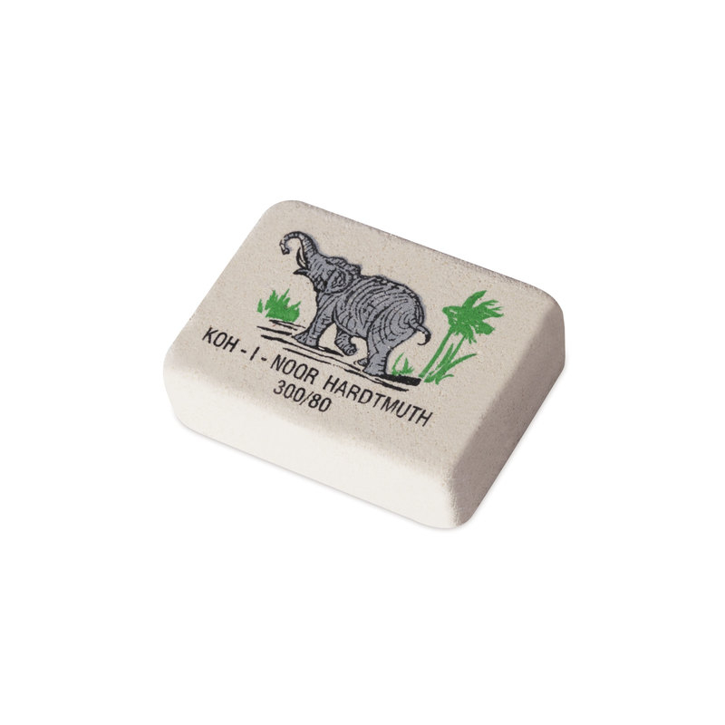 Резинка стирательная Koh-I-Noor "Слон", прямоугольная, 26х18,5х8 мм, белая, картонный дисплей, 0300080018KDRU