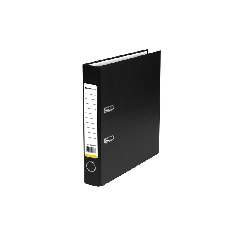 Папка-регистратор BRAUBERG с покрытием из ПВХ, 50 мм, черная (удвоенный срок службы), 220886