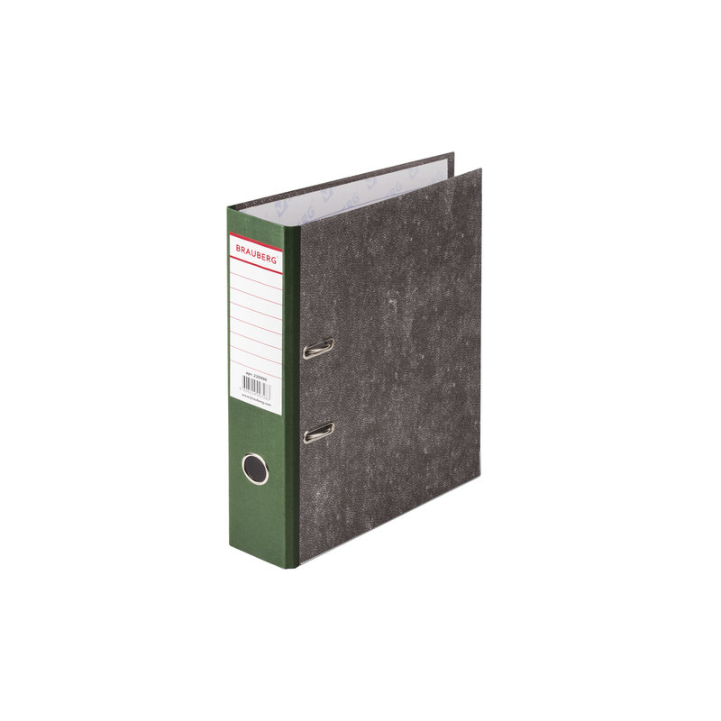 Папка-регистратор BRAUBERG фактура стандарт, с мраморным покрытием, 80 мм, зеленый корешок, 220990