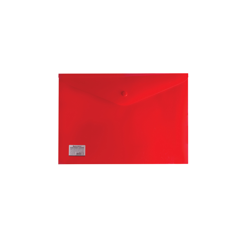 Папка-конверт с кнопкой BRAUBERG А4, плотная, 200 мкм, до 100 листов, непрозрачная, красная, 221364