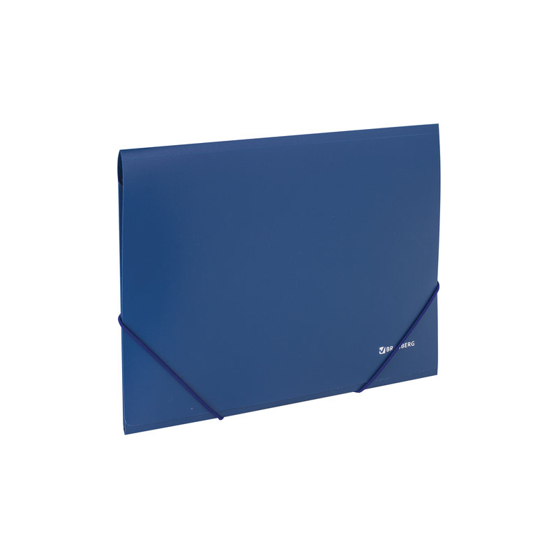 Папка на резинках BRAUBERG стандарт, синяя, до 300 листов, 0,5 мм, 221623