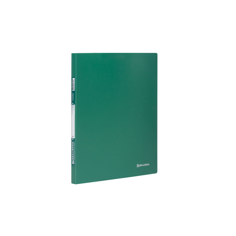 Папка с боковым металлическим прижимом BRAUBERG стандарт, зеленая, до 100 листов, 0,6 мм, 221627