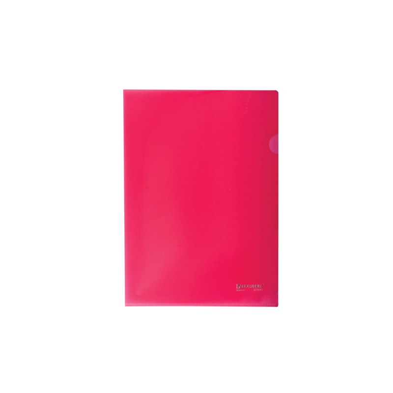 Папка-уголок жесткая BRAUBERG красная, 0,15 мм, 221640