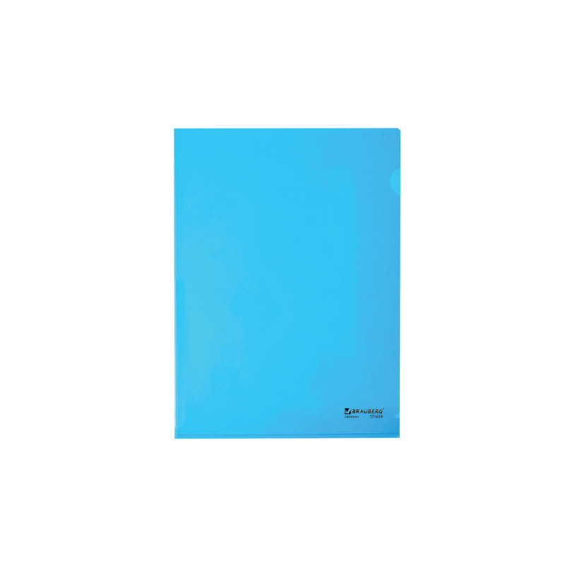 Папка-уголок жесткая BRAUBERG синяя, 0,15 мм, 221642