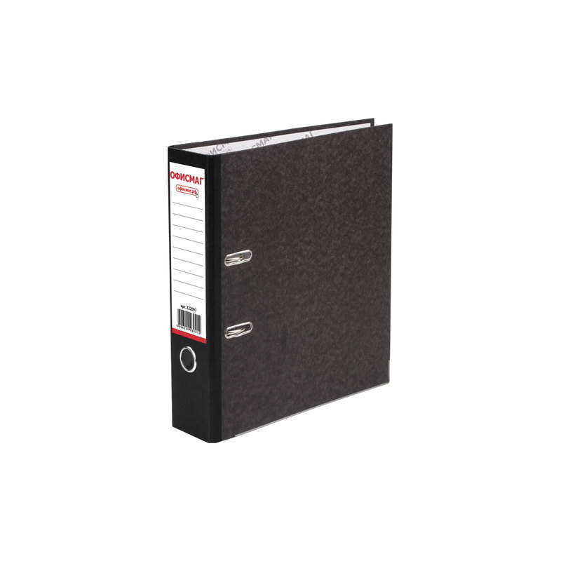 Папка-регистратор ОФИСМАГ фактура стандарт, с мраморным покрытием, 80 мм, черный корешок, 222097