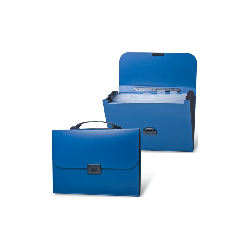 Портфель пластиковый BRAUBERG "Energy", А4, 256х330 мм, 6 отделений, синий, 222572