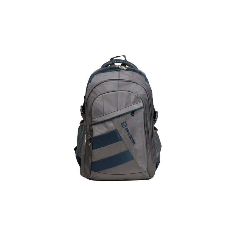 Рюкзак для школы и офиса BRAUBERG "MainStream 2", 35 л, размер 45х32х19 см, ткань, серо-синий, 224446