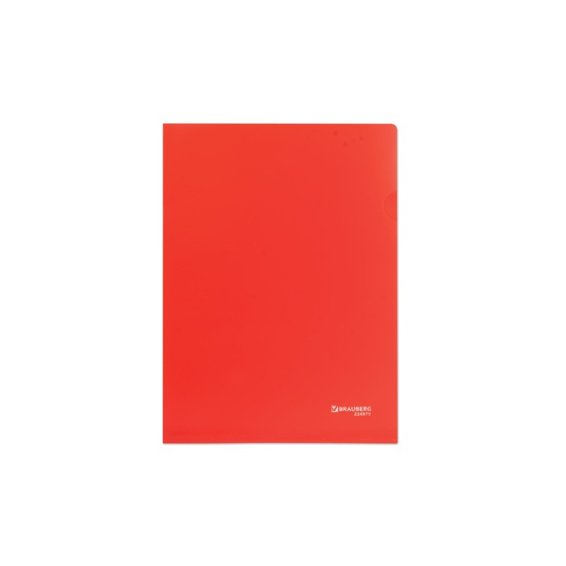 Папка-уголок жесткая, непрозрачная BRAUBERG красная, 0,15 мм, 224879