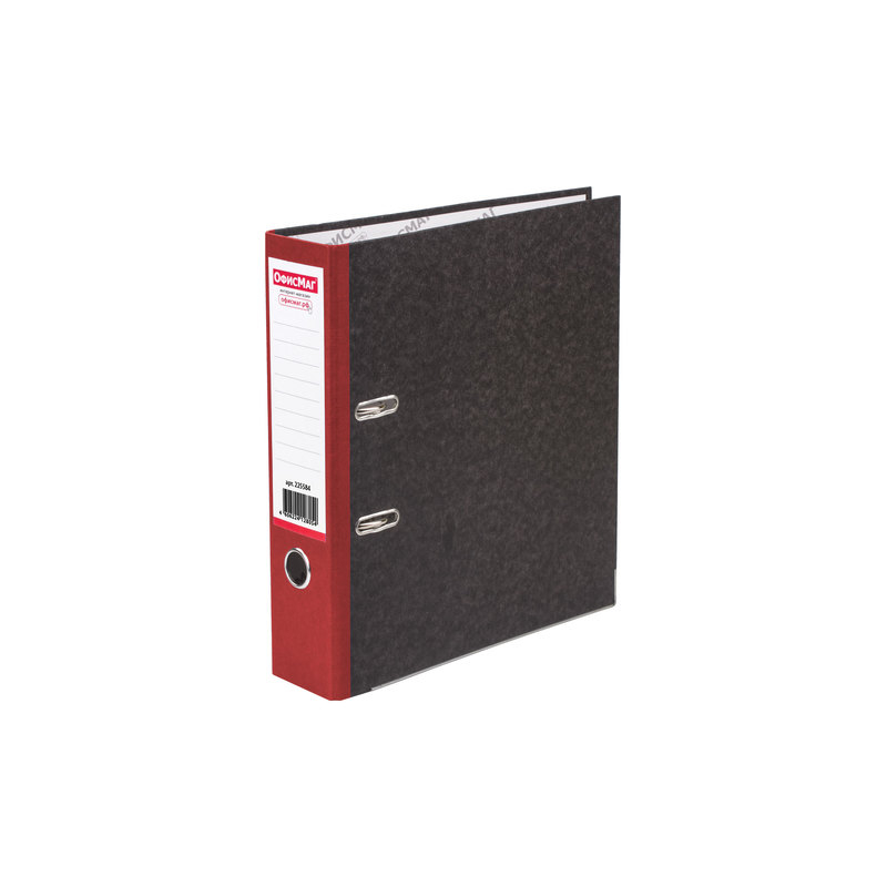 Папка-регистратор ОФИСМАГ фактура стандарт, с мраморным покрытием, 80 мм, красный корешок, 225584