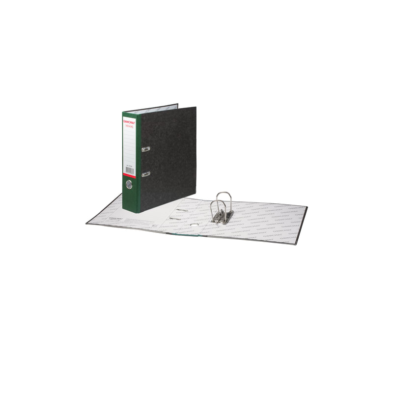 Папка-регистратор ОФИСМАГ фактура стандарт, с мраморным покрытием, 80 мм, зеленый корешок, 225585