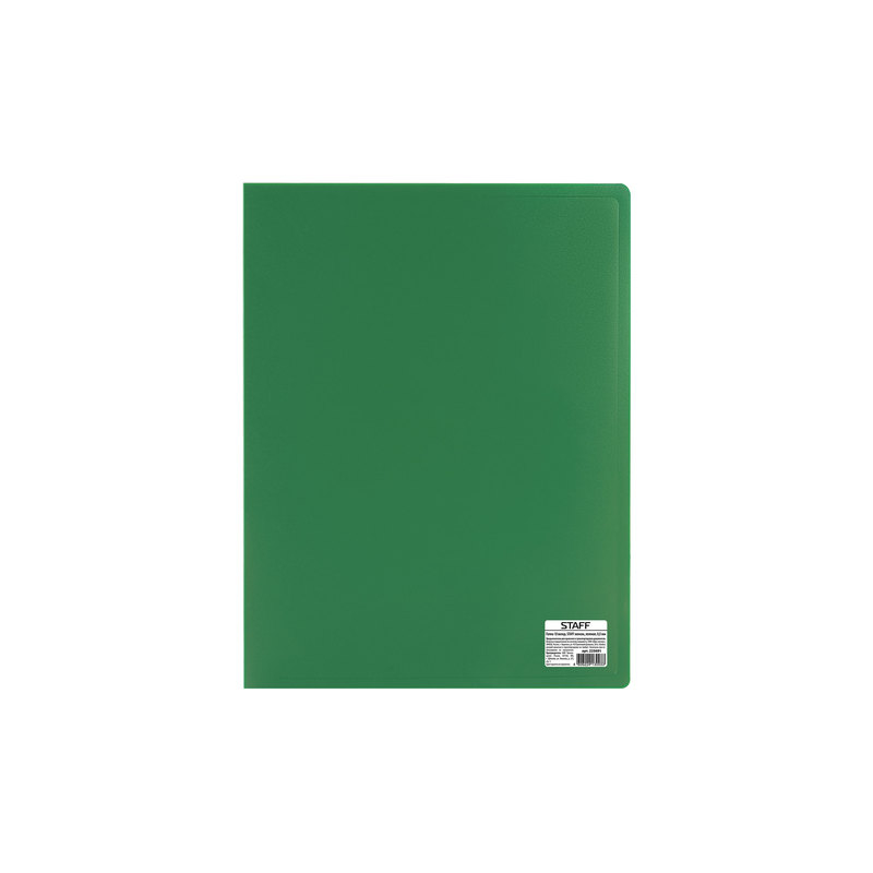 Папка 10 вкладышей STAFF зеленая, 0,5 мм, 225691