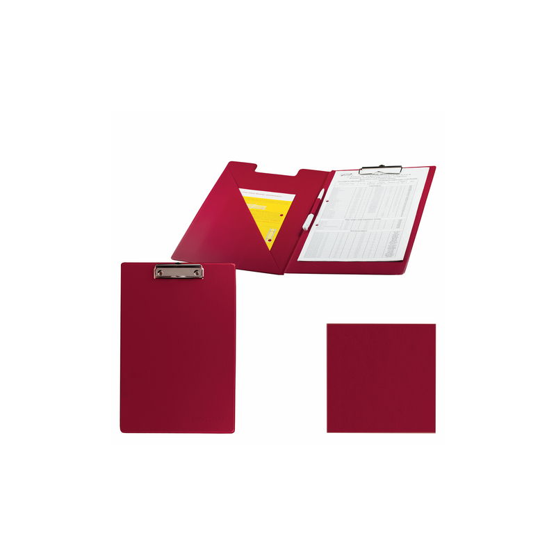 Папка-планшет ОФИСМАГ с верхним прижимом и крышкой, А4, картон/ПВХ, бордовая, двойной срок службы, 225984