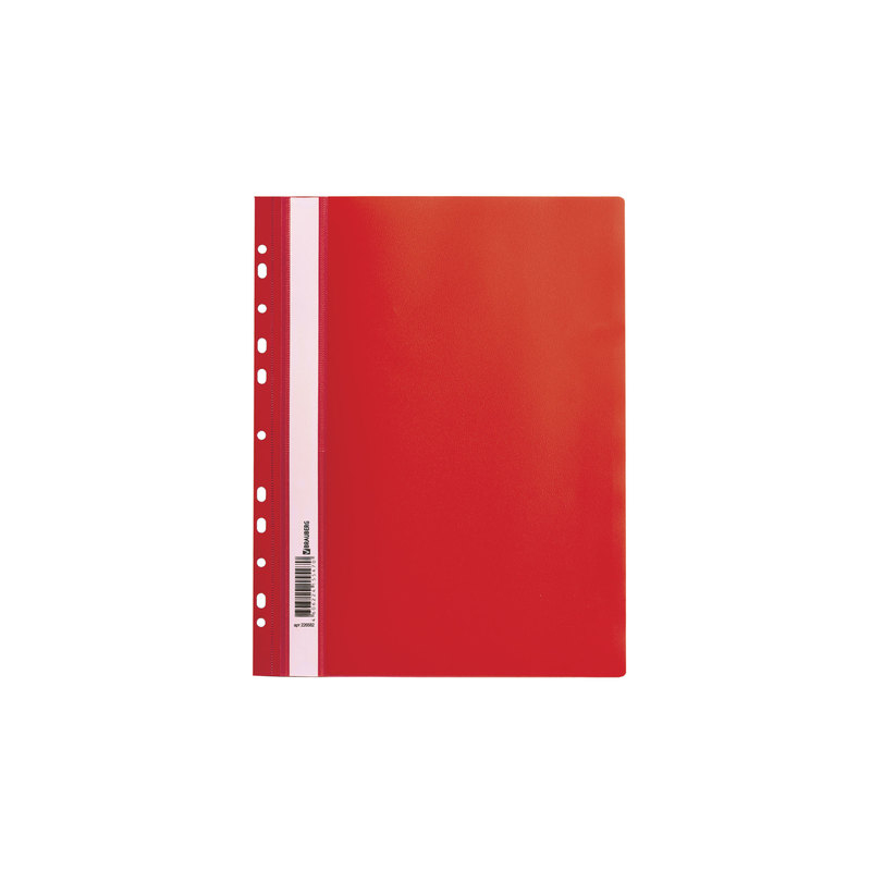 Скоросшиватель пластиковый с перфорацией BRAUBERG А4, 140/180 мкм, красный, 226582