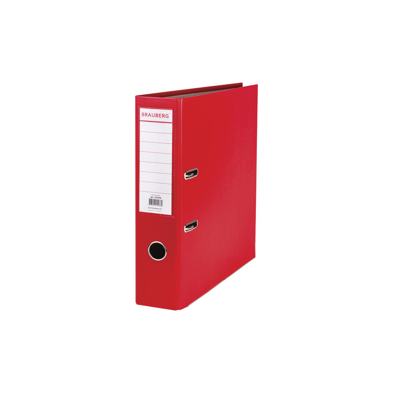 Папка-регистратор с покрытием из полипропилена, 75 мм, прочная, с уголком, BRAUBERG красная, 226598