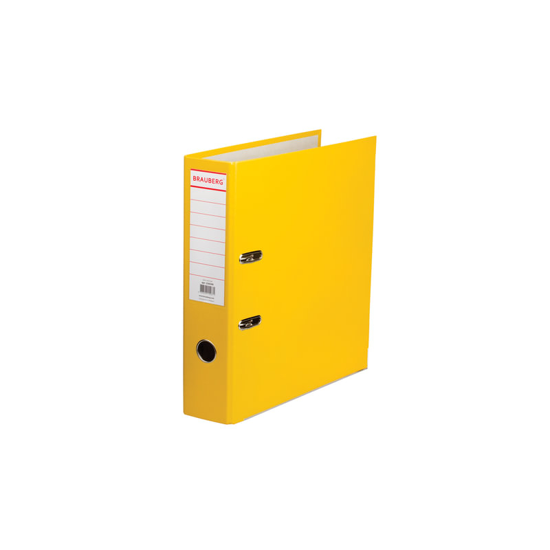 Папка-регистратор с покрытием из полипропилена, 75 мм, прочная, с уголком, BRAUBERG желтая, 226599