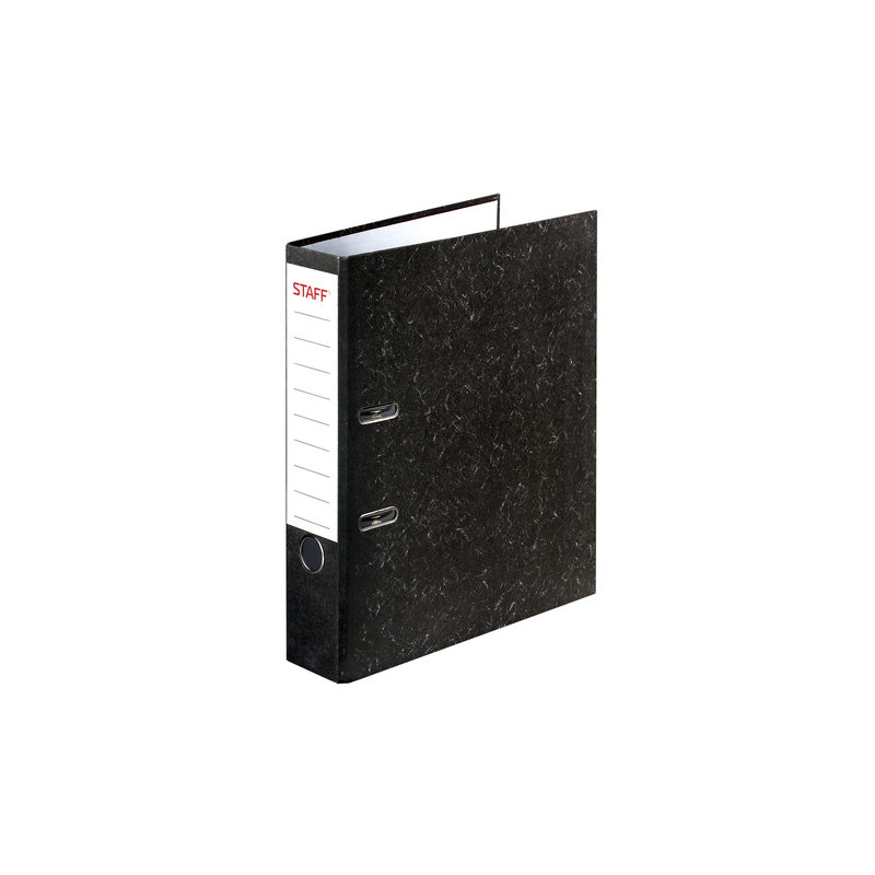 Папка-регистратор STAFF "Бюджет" с мраморным покрытием, 50 мм, без уголка, черный корешок, 227184
