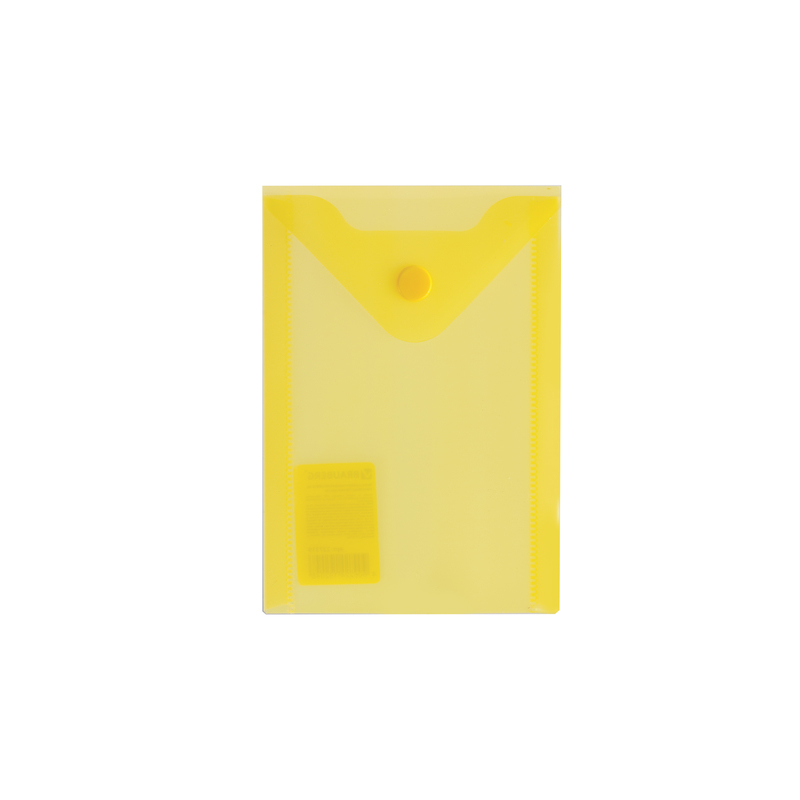 Папка-конверт с кнопкой BRAUBERG А6, 105х148 мм, 180 мкм, прозрачная, желтая, 227319