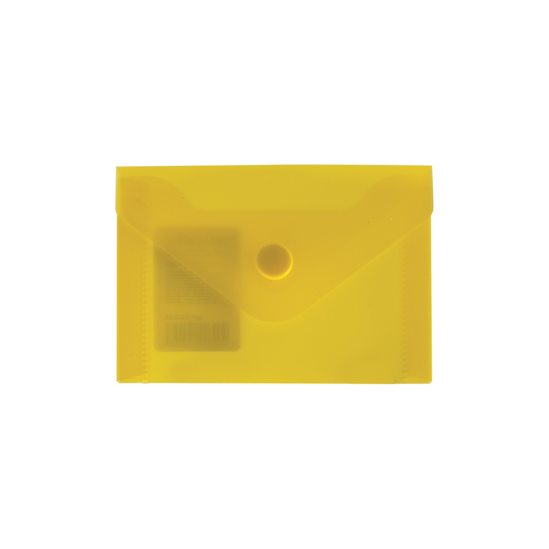 Папка-конверт с кнопкой BRAUBERG А7, 74х105 мм (для дисконтных, банковских карт, визиток), прозрачная, желтая, 227324