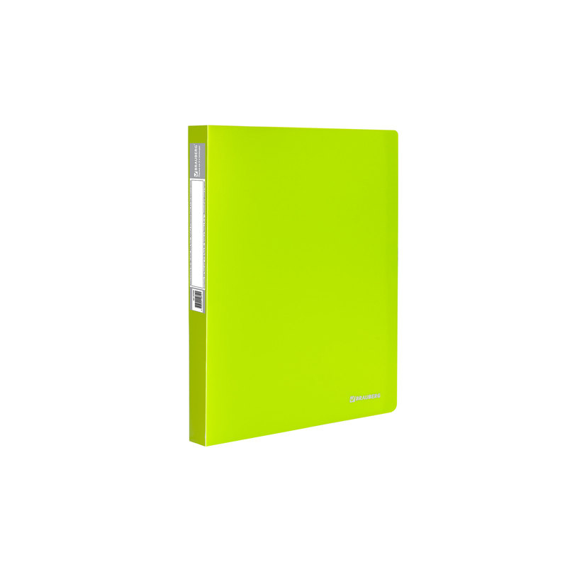 Папка на 2 кольцах c внутренним карманом BRAUBERG "Neon", 25 мм, неоновая, зеленая, до 120 листов, 0,7 мм, 227456