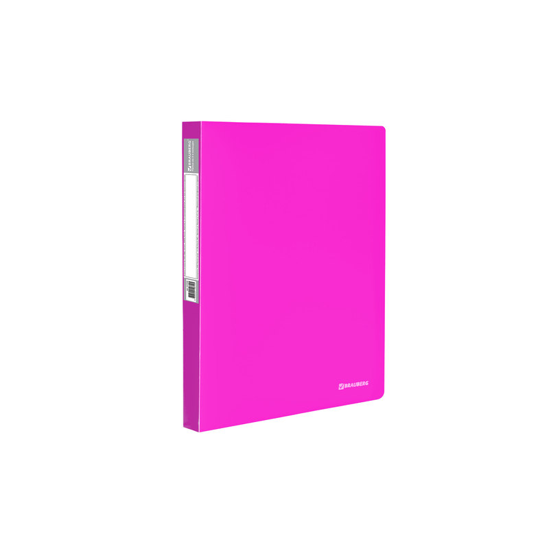 Папка на 2 кольцах c внутренним карманом BRAUBERG "Neon", 25 мм, неоновая, розовая, до 120 листов, 0,7 мм, 227458