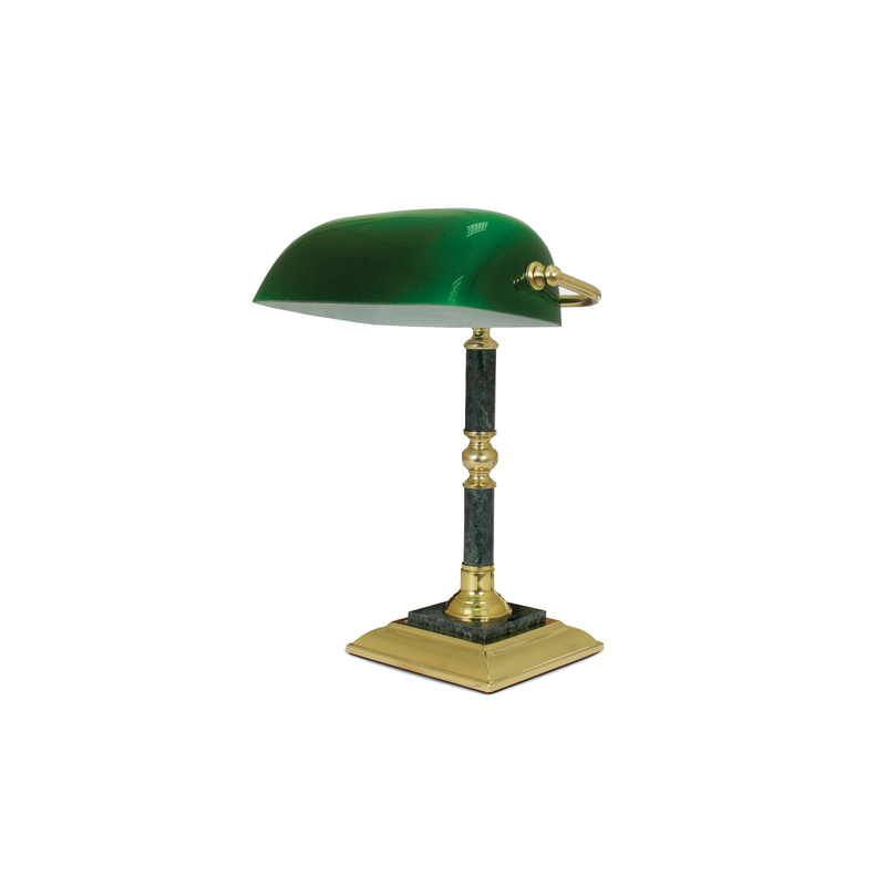 Светильник настольный из мрамора GALANT основание - зеленый мрамор с золотистой отделкой, 231197
