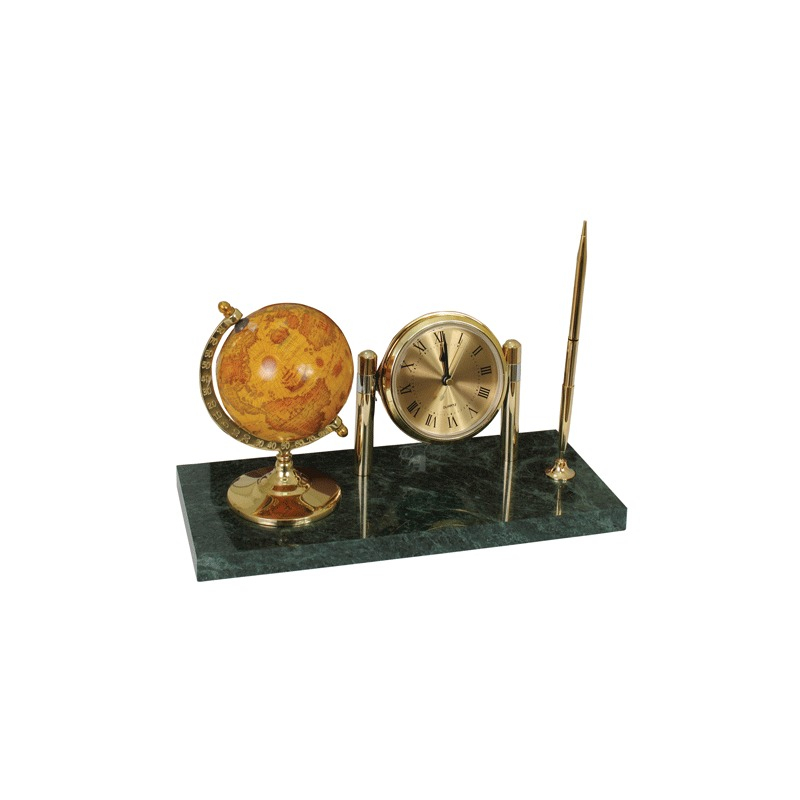 Часы на подставке из мрамора GALANT с глобусом и шариковой ручкой, 231199
