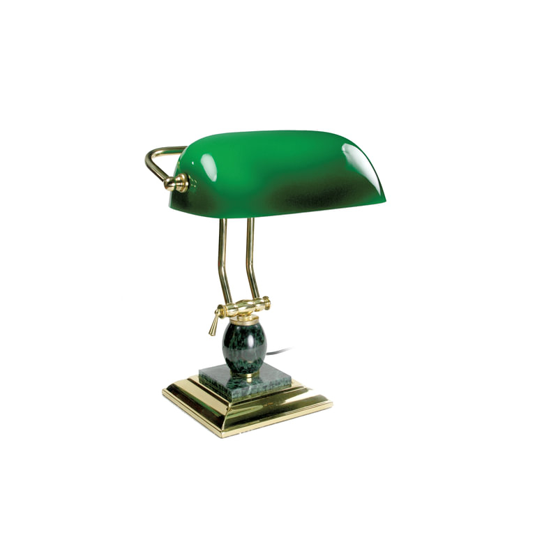 Светильник настольный из мрамора GALANT основание - зеленый мрамор с золотистой отделкой, 231488