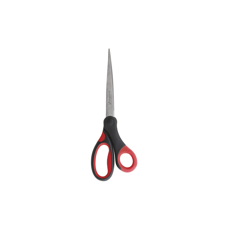 Ножницы BRAUBERG "Energy", 210 мм, прорезиненные ручки, красно-черные, 2-х сторонняя заточка, блистер, 231566