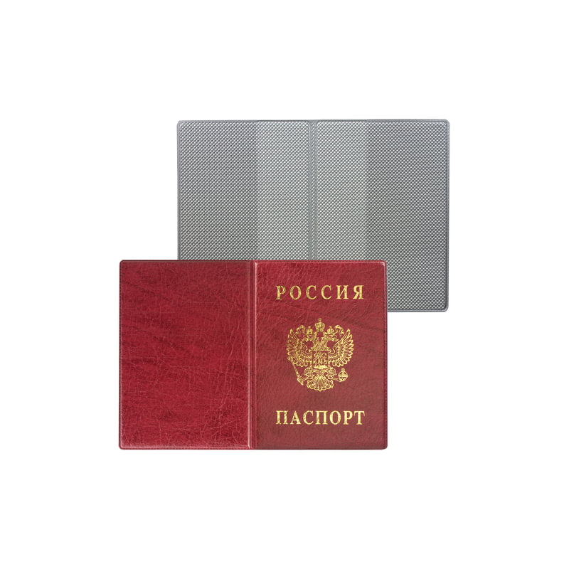 Обложка для паспорта России, вертикальная, ПВХ, цвет бордовый, ДПС 2203.В-103