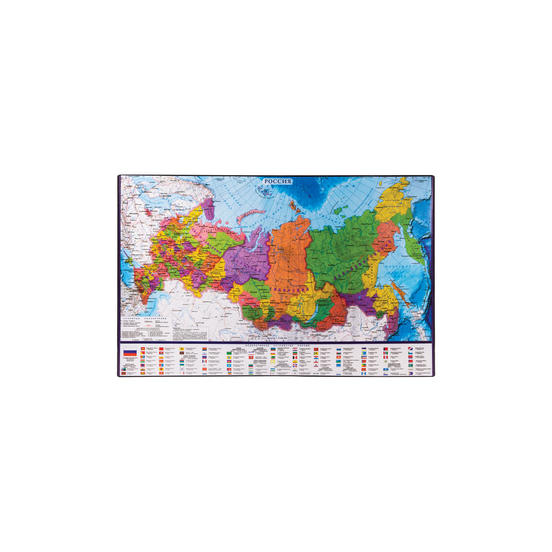 Коврик-подкладка настольный для письма BRAUBERG 380х590 мм, с картой России