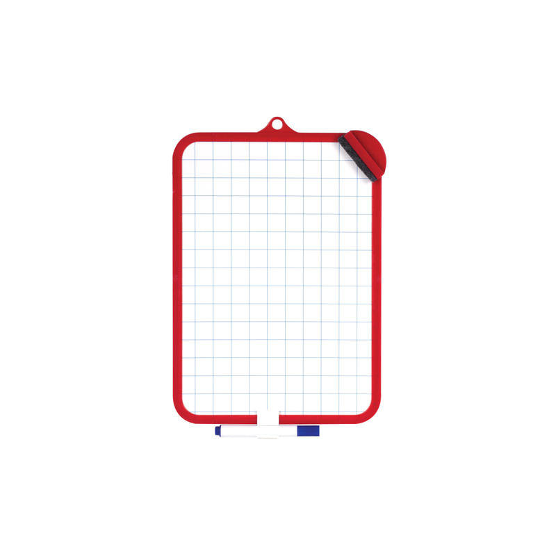 Доска ПИФАГОР для рисования с маркером и губкой, 185х260 мм, клетка, красная рамка, подвес, 236897