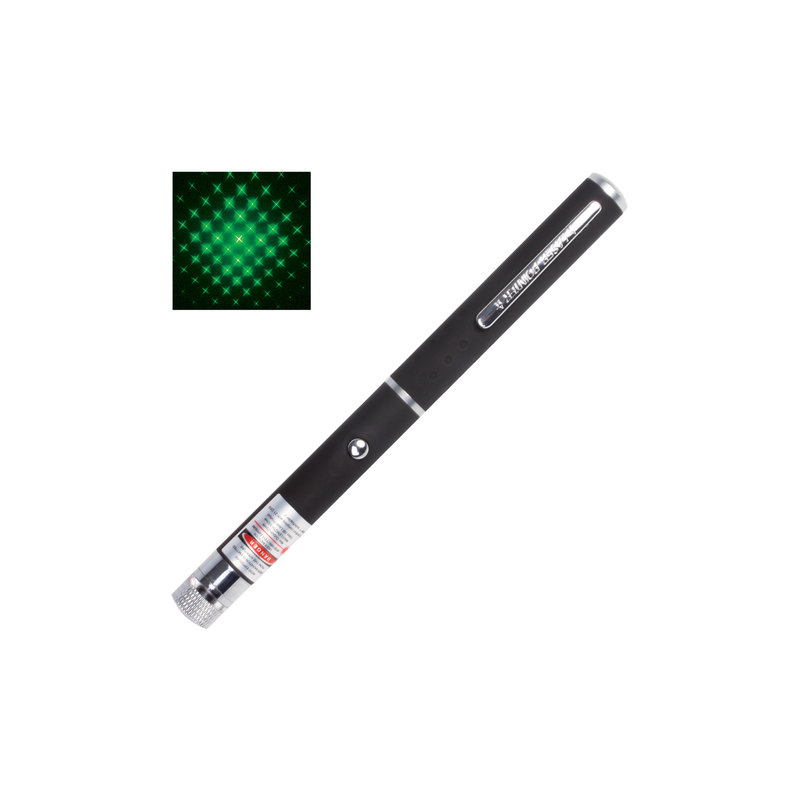 Beifa Указка лазерная, радиус 1000 м, зеленый луч, плюс 1 насадка, черный корпус, клип, футляр, TD-GP-20
