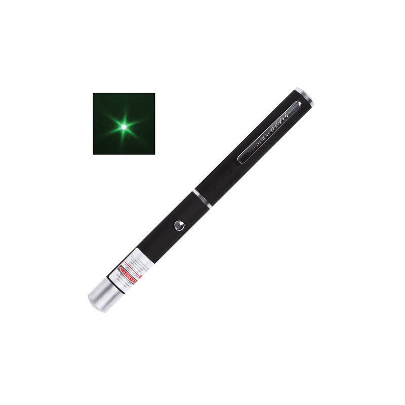 Указка лазерная Beifa радиус 1000 м, зеленый луч, черный корпус, клип, футляр, TP-GP-17