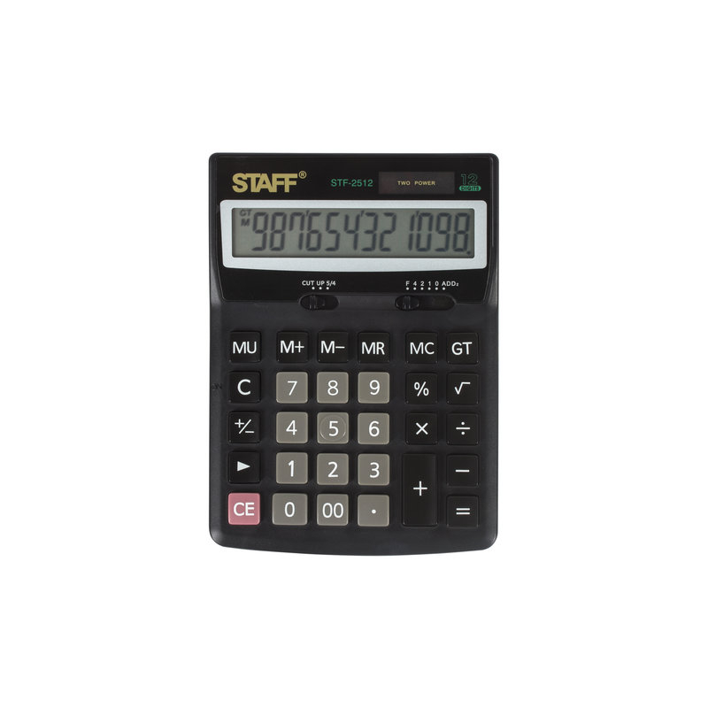 Калькулятор STAFF настольный STF-2512, 12 разрядов, двойное питание, 170х125 мм
