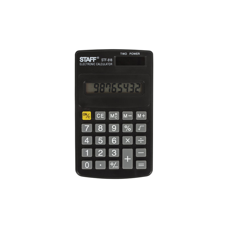 Калькулятор STAFF карманный STF-818, 8 разрядов, двойное питание, 102х62 мм