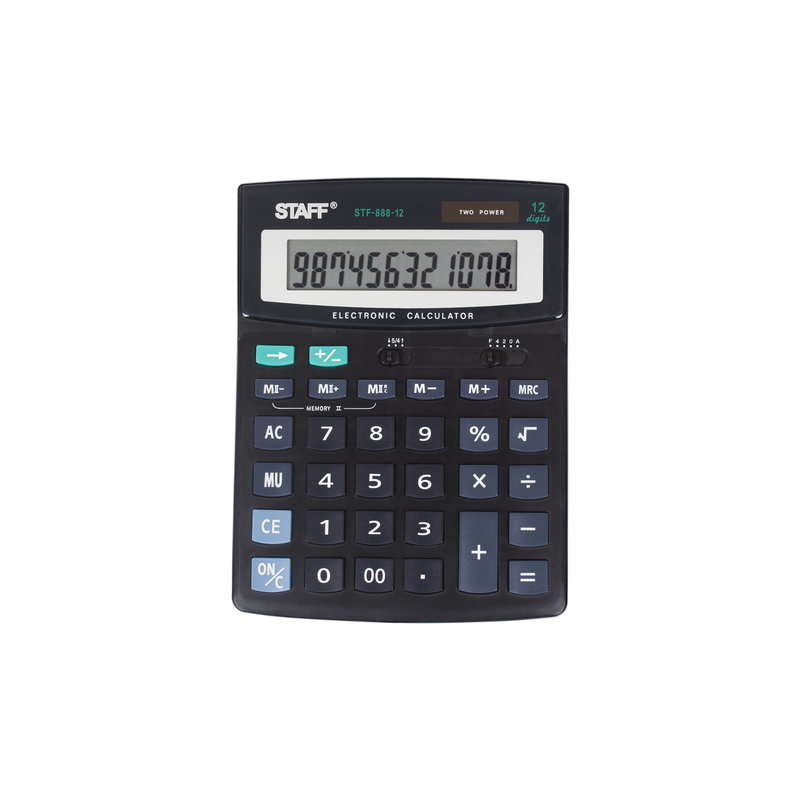 Калькулятор STAFF настольный STF-888-12, 12 разрядов, двойное питание, 200х150 мм