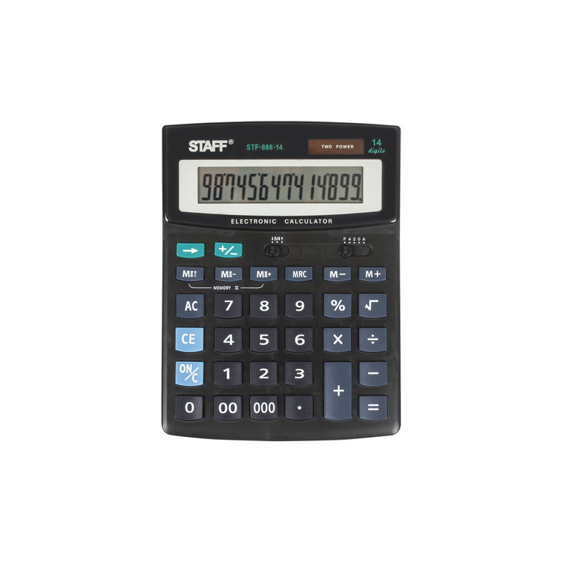 Калькулятор STAFF настольный STF-888-14, 14 разрядов, двойное питание, 200х150 мм