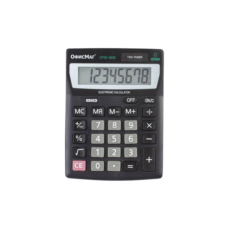 Калькулятор ОФИСМАГ настольный OFM-1808, 8 разрядов, двойное питание, 140х105 мм