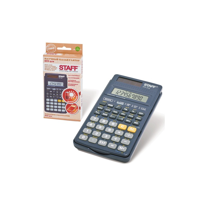 Калькулятор STAFF инженерный STF-310, 10+2 разряда, двойное питание, 142х78 мм