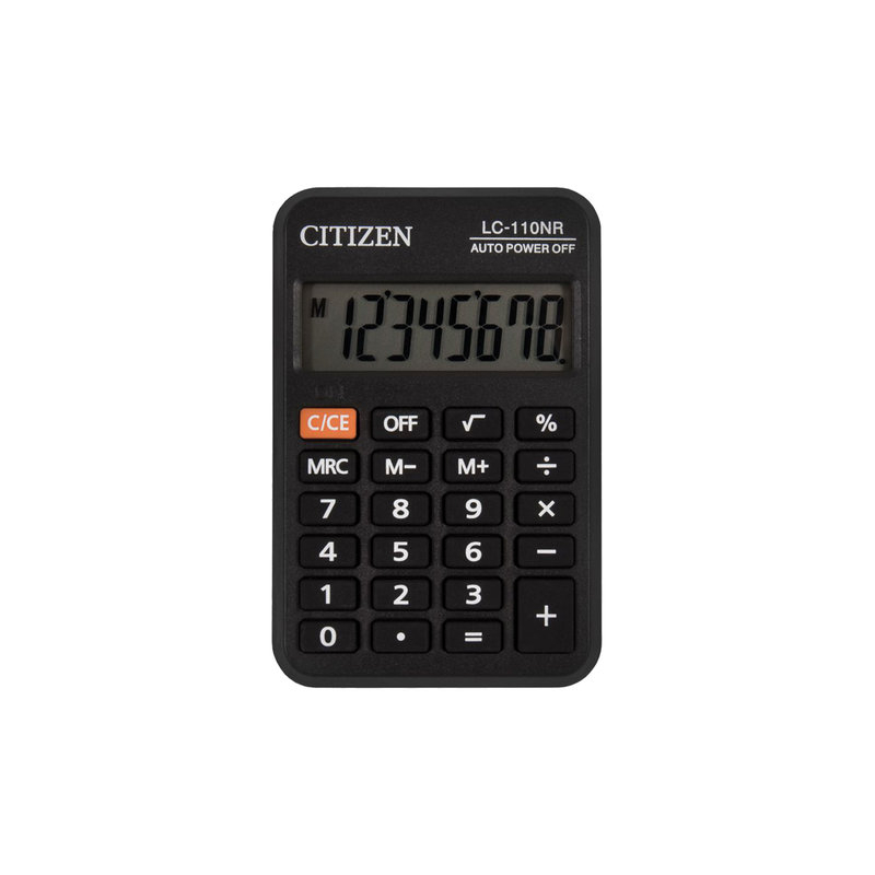 Калькулятор Citizen карманный LC-110N, 8 разрядов, питание от батарейки, 87х58 мм, черный