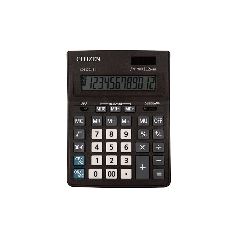 Калькулятор Citizen BUSSINESS LINE CDB1201BK, настольный, 12 разрядов, двойное питание, 157x200 мм