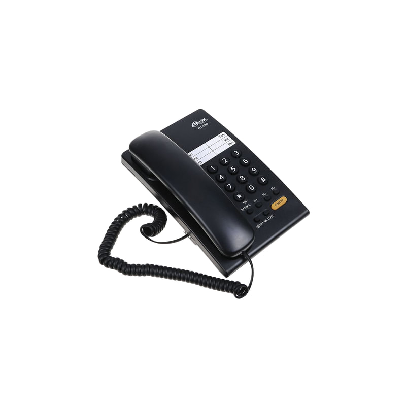 Телефон RITMIX RT-330 black, быстрый набор 3 номеров, мелодия удержания, черный, 15118350