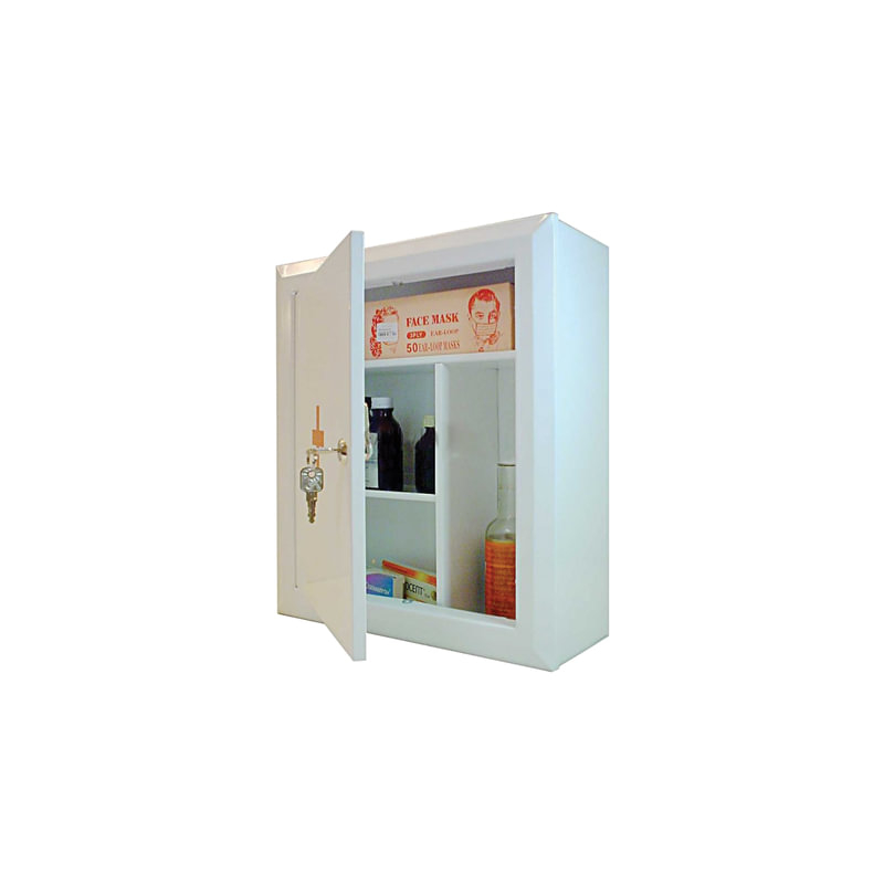   Шкафчик-аптечка металлический, навесной, внутренние перегородки, ключевой замок, 400x360x140 мм