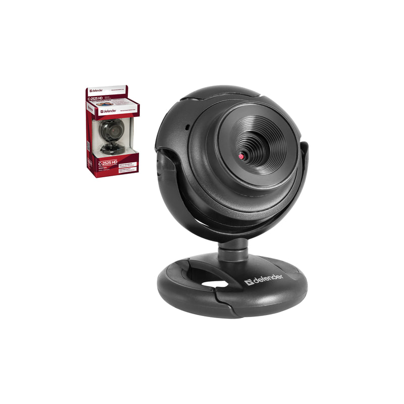 Веб-камера Defender C-2525HD, 2 Мп, микрофон, USB 2.0, регулируемое крепление, черная, 63252