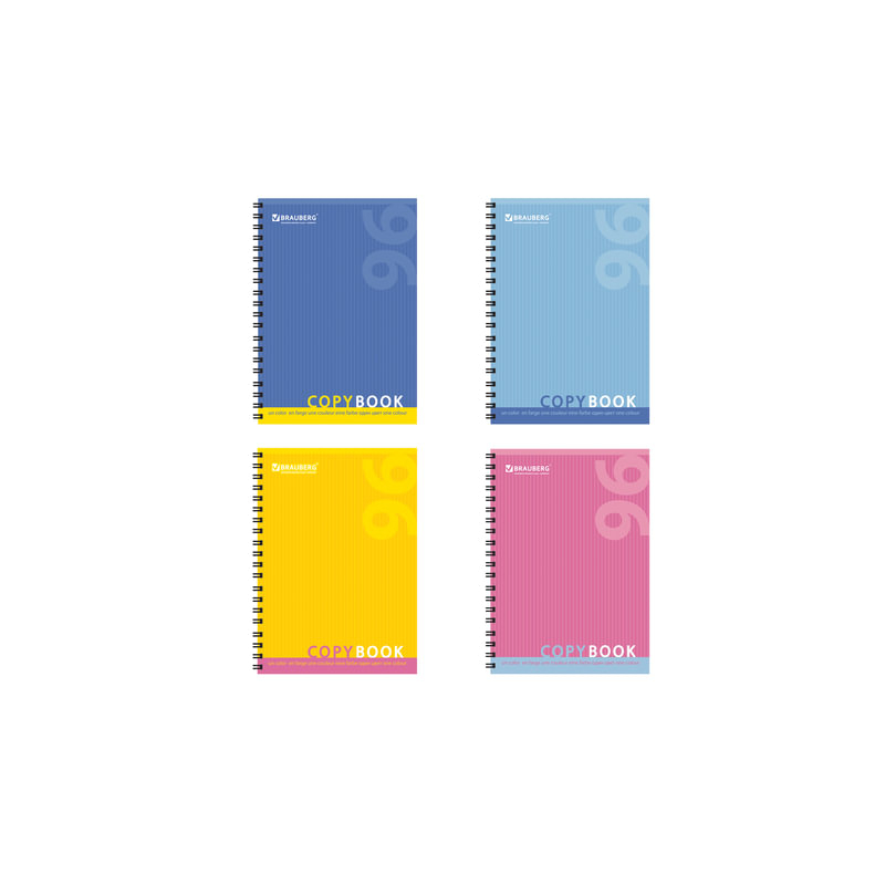 Тетрадь 96 л., А4, BRAUBERG "ЭКО", гребень, клетка, обложка мелованный картон, внутренний блок офсет, "Один цвет", 401882