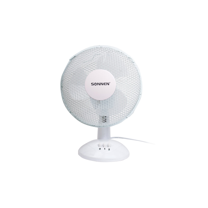 Вентилятор настольный SONNEN TF-25W-23, d=23 см, 25 Вт, на подставке, 2 скоростных режима, белый/серый, 451038