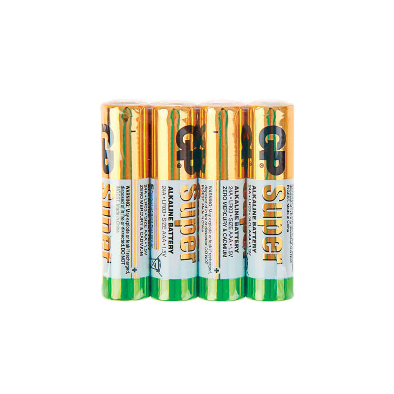 Батарейки GP Super, AAA (LR03, 24А), алкалиновые, 4 шт., в пленке, 24ARS-2SB4