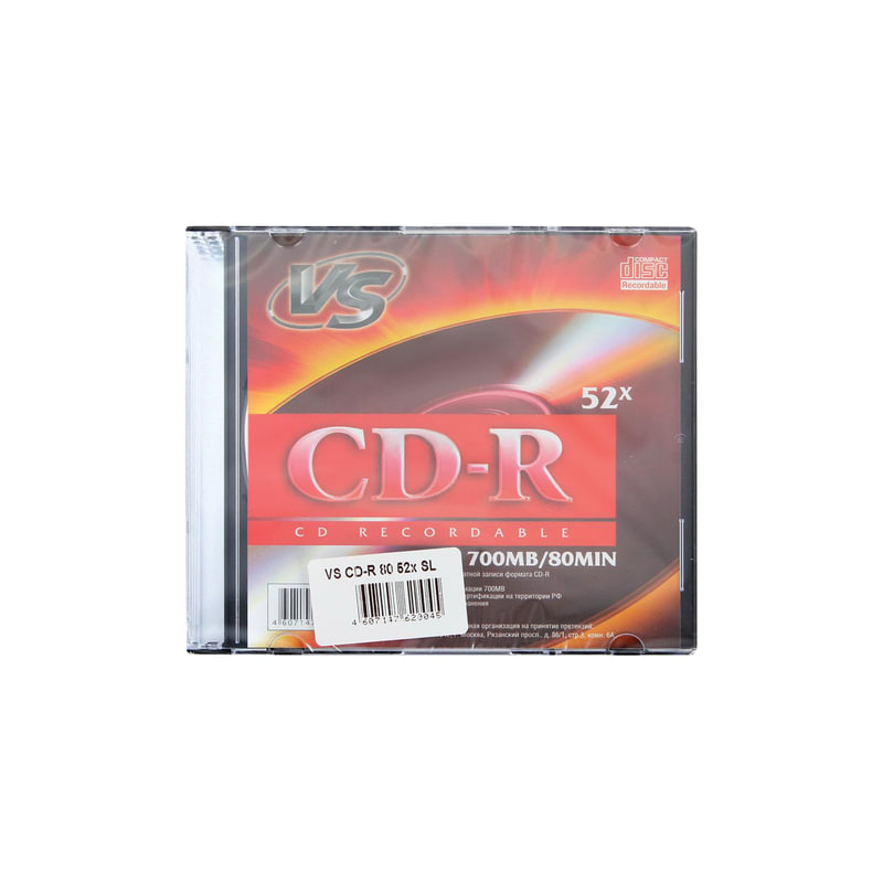 Диск CD-R VS 700 Mb, 52x, Slim Case,