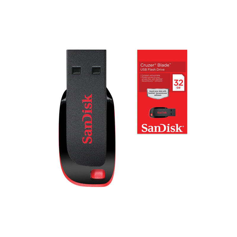 Флэш-диск 32 GB, SanDisk Cruzer Blade, USB 2.0, черный/красный, SDCZ50-032G-B35